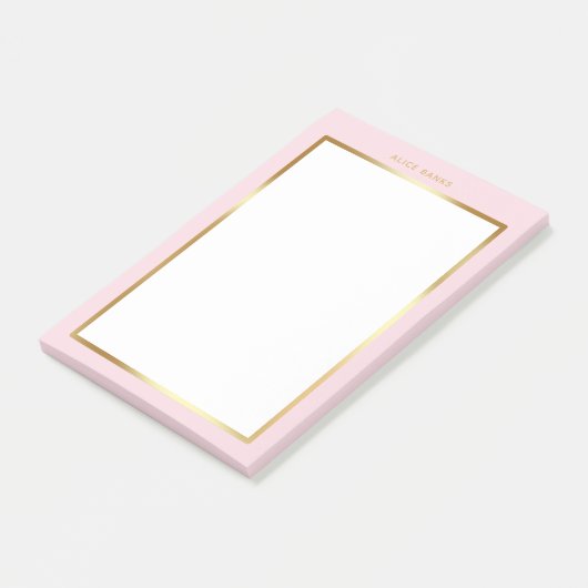 Luxe Blush Roze & Goud Lijst Modern Monogram Post-it® Notes (Schuin)