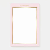 Luxe Blush Roze & Goud Lijst Modern Monogram Post-it® Notes (Voorkant)