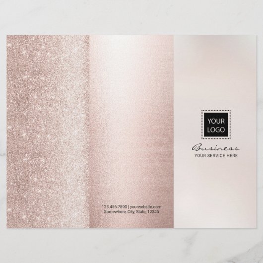 Luxe Blush Roze Goud Schoonheidssalon Tri-fold (Voorkant)