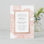 Luxe blush roze goud vintage botanische bruiloft folie uitnodiging (Staand Voorkant)