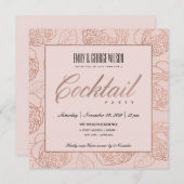 LUXE BLUSH ROZE GOUDE BLADVERZIERING COCKTAILPARTY KAART (Voorkant / Achterkant)