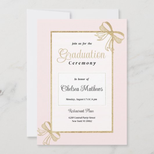 Luxe blush roze gouden glitter boog Afstuderen Kaart (Voorkant)