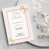 Luxe blush roze gouden glitter boog Baby shower Kaart
