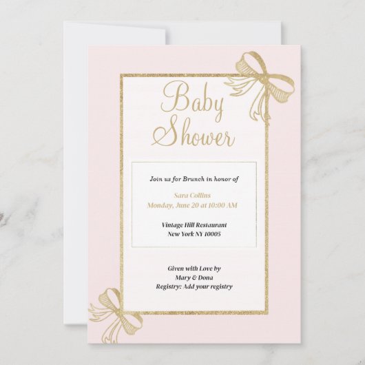 Luxe blush roze gouden glitter boog Baby shower Kaart (Voorkant)