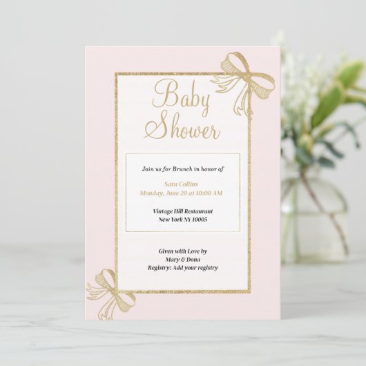 Luxe blush roze gouden glitter boog Baby shower Kaart (Staand voorkant)