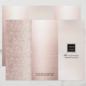 Luxe Blush Roze Gouden Schoonheidssalon Tri-fold (Voorkant / Achterkant)