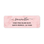 Luxe Blush Roze Marmer Etiket (Voorkant)
