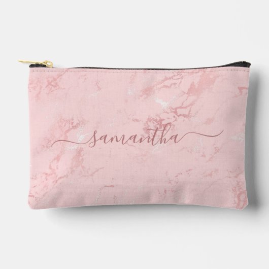 Luxe Blush Roze Marmer Handtekening Naam Etui (Voorkant)