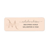 Luxe Blush Roze Monogram Aangepast adres Etiket (Voorkant)