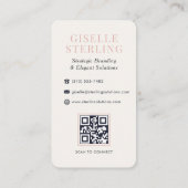 Luxe Blush Roze Monogram Navy Blue QR Code Visitekaartje (Achterkant)