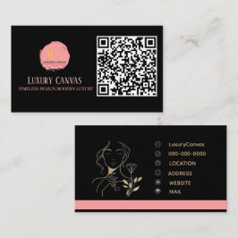 Luxe Blush Roze QR Code Beauty Visitekaartje