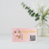 Luxe Blush Roze QR Code Beauty Visitekaartje (Staand voorkant)