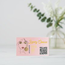 Luxe Blush Roze QR Code Beauty Visitekaartje