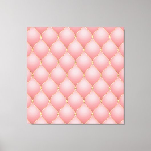 Luxe Blush Roze Rose Gold Diamond Tufted Patroon Canvas Afdruk (Voorkant)