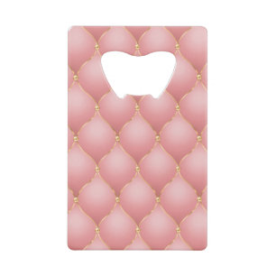 Luxe Blush Roze Rose Gold Diamond Tufted Patroon Creditkaart Flessenopener