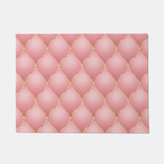 Luxe Blush Roze Rose Gold Diamond Tufted Patroon Deurmat (Voorkant)