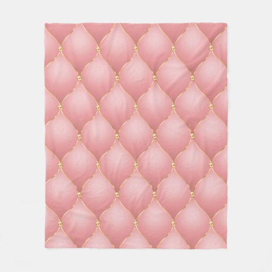 Luxe Blush Roze Rose Gold Diamond Tufted Patroon Fleece Deken (Voorkant)