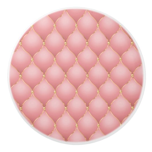 Luxe Blush Roze Rose Gold Diamond Tufted Patroon Keramische Knop (Voorkant)