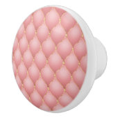 Luxe Blush Roze Rose Gold Diamond Tufted Patroon Keramische Knop (Rechts)