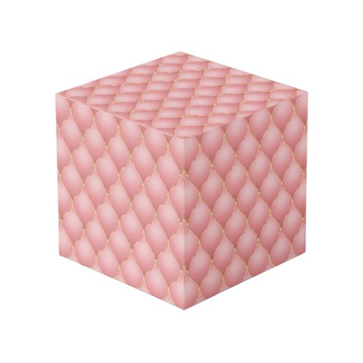 Luxe Blush Roze Rose Gold Diamond Tufted Patroon Kubus (Achter hoekig)