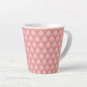 Luxe Blush Roze Rose Gold Diamond Tufted Patroon Latte Mok