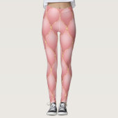 Luxe Blush Roze Rose Gold Diamond Tufted Patroon Leggings (Voorkant)