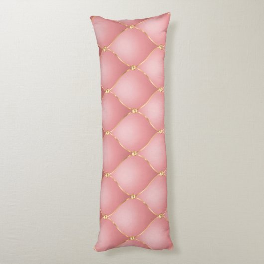 Luxe Blush Roze Rose Gold Diamond Tufted Patroon Lichaamskussen (Achterkant (Verticaal))