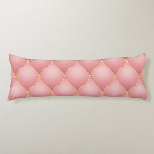 Luxe Blush Roze Rose Gold Diamond Tufted Patroon Lichaamskussen (Voorkant)