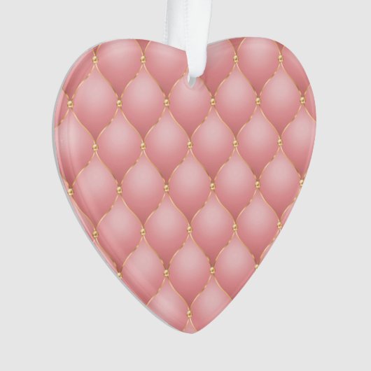 Luxe Blush Roze Rose Gold Diamond Tufted Patroon Ornament (voorkant)