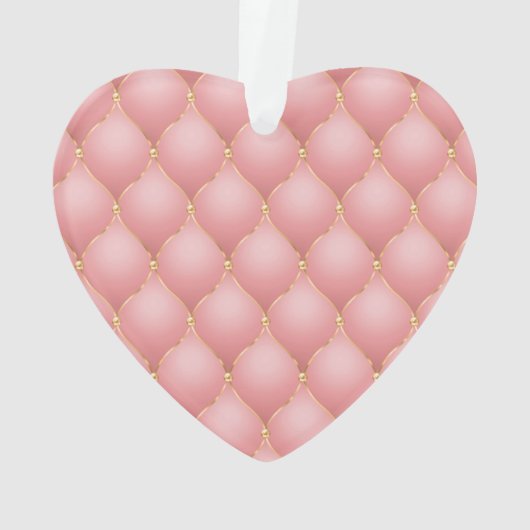 Luxe Blush Roze Rose Gold Diamond Tufted Patroon Ornament (achterkant)