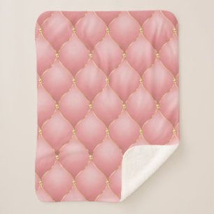 Luxe Blush Roze Rose Gold Diamond Tufted Patroon Sherpa Deken