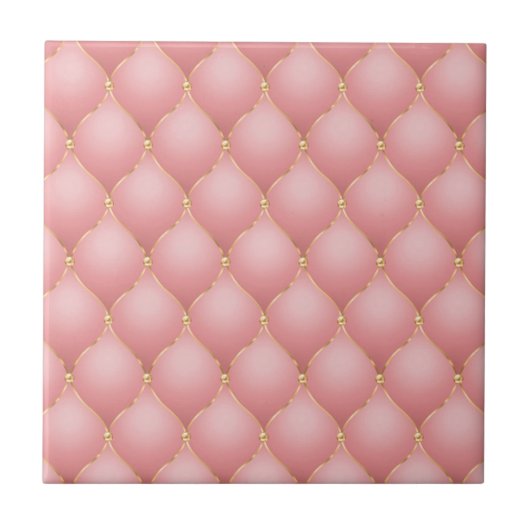Luxe Blush Roze Rose Gold Diamond Tufted Patroon Tegeltje (Voorkant)