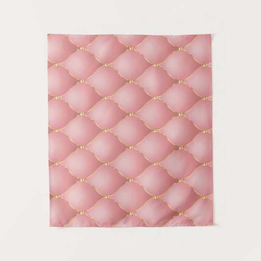 Luxe Blush Roze Rose Gold Diamond Tufted Patroon Wandkleed (Voorkant)