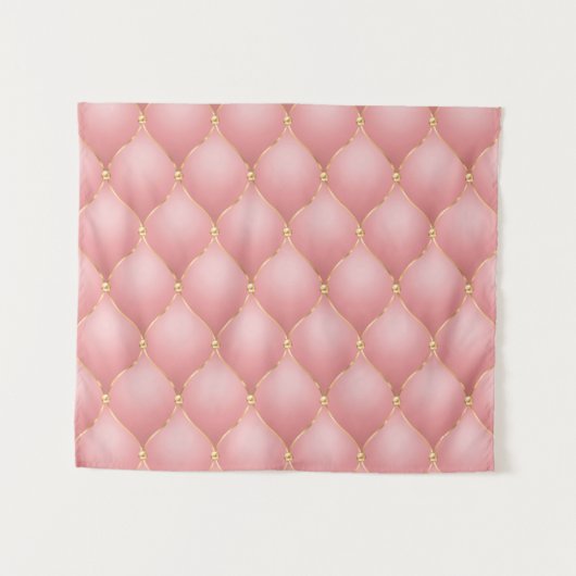 Luxe Blush Roze Rose Gold Diamond Tufted Patroon Wandkleed (Voorkant (horizontaal))