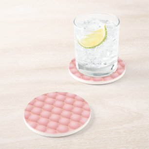 Luxe Blush Roze Roze Goud Diamant Geplooid Coaster Zandsteen Onderzetter