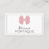 Luxe Blush Roze Strik Dunne Rand Custom Chic Visitekaartje (Voorkant)