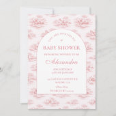 Luxe Blush Toile Baby Shower Kaart (Voorkant)