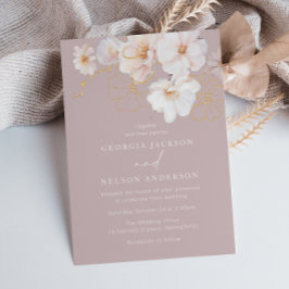 Luxe Blush Wildflower Gouden Bruiloft Kaart