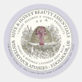 Luxe Body Balm Label Lavender met Skep en Bow (Voorkant)