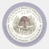 Luxe Body Balm Label Lavender met Skep en Bow (Voorkant)