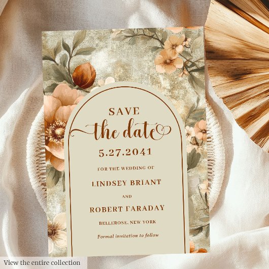 Luxe Boho Aards Ivory Salie Bloemige Bewaar de Dat Kaart