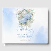 Luxe Boho Blauwe Hortensia Eucalyptus Bruiloft Gastenboek (Voorkant)
