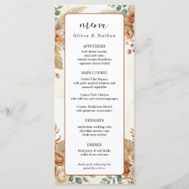 Luxe Boho Bloemstuk Pampas Huwelijksmenu Kaart