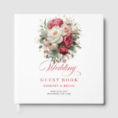 Luxe Boho Bloemstuk Rode Witte Trouw Gastboek Gastenboek (Voorkant)