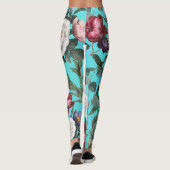 Luxe boho blue sky zomer helder roos patroon leggings (Achterkant)