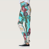 Luxe boho blue sky zomer helder roos patroon leggings (Links)