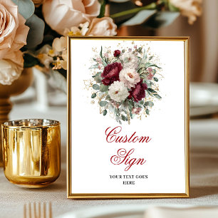 Luxe Boho Bourgondië Bloem Goud Op Maat Bord Poster