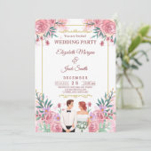 Luxe Boho Floral Greenery Wedding Kaart (Staand voorkant)