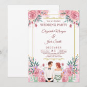 Luxe Boho Floral Greenery Wedding Kaart (Voorkant / Achterkant)