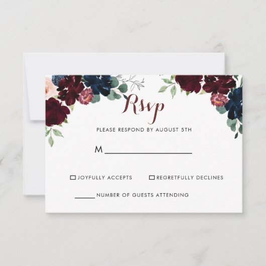 Luxe Boho Kleurrijk Bloemmotief RSVP Kaartje (Voorkant)